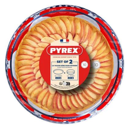 Juego de 2 moldes para tarta PYREX, diámetros 26 y 28 cm