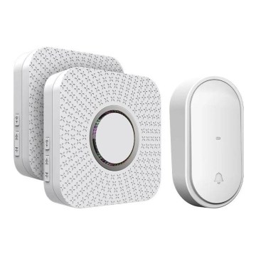 Juego de 2 timbres inalámbricos para enchufe, cinéticos, 230 V, blanco