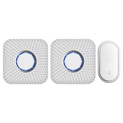 Juego de 2 timbres inalámbricos para enchufe, cinéticos, 230 V, blanco