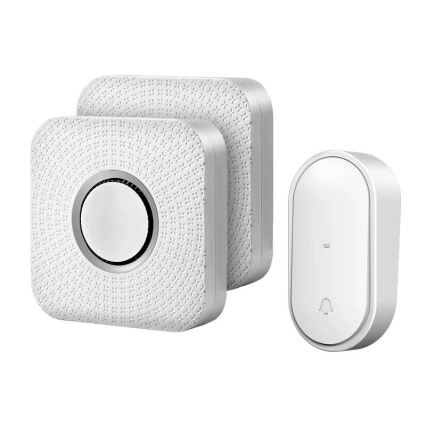 Juego de 2 timbres inalámbricos para enchufe, cinéticos, 230 V, blanco