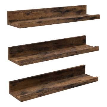 Juego de 3 estantes de pared SHELFY 38x5x10 cm marrón