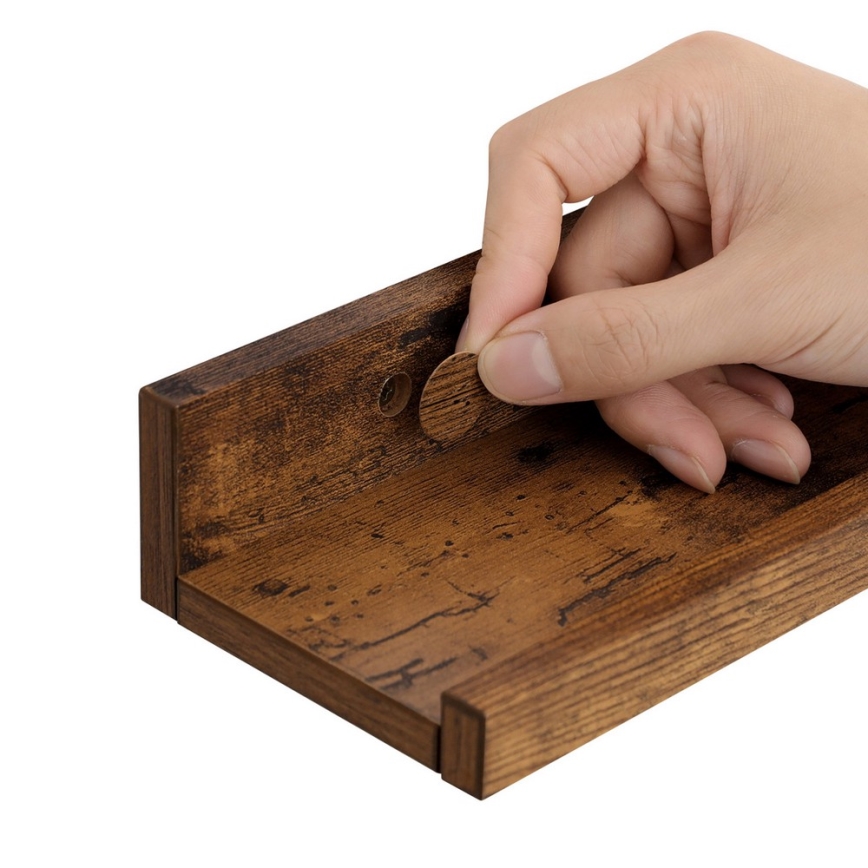 Juego de 3 estantes de pared SHELFY 38x5x10 cm marrón