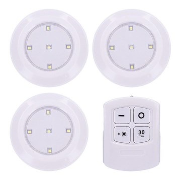 Juego de 3 luminarias LED regulables con mando a distancia LED/3xAAA