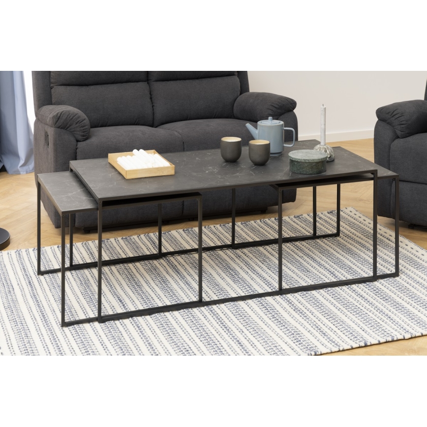 Juego de 3 mesas de centro ALMA en antracita