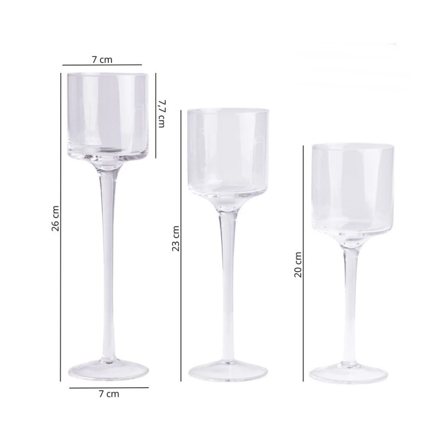 Juego de 3 portavelas de cristal transparente