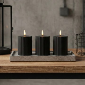 Juego de 3 velas LED BRILLO LED/2xAA 10 cm negras + mando a distancia