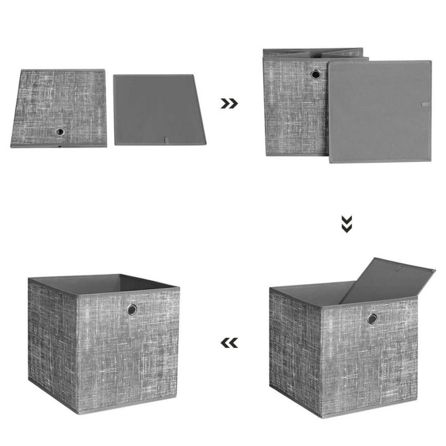 Juego de 6 cajas de almacenaje CURAN 30x30x30 cm, gris