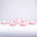 Juego de café de porcelana, 15 piezas, color rosa