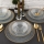 Juego de comedor 12 piezas transparente/dorado/vidrio