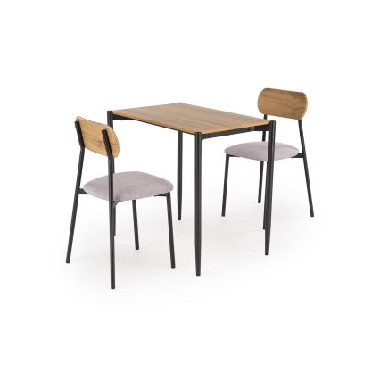Juego de comedor NANDO 84x54 cm gris/marrón/negro