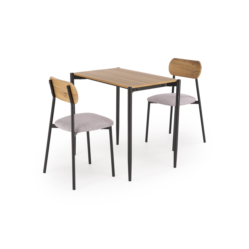 Juego de comedor NANDO 84x54 cm gris/marrón/negro