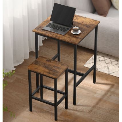 Juego de mesa de bar con 2 taburetes BARTIS, marrón/negro