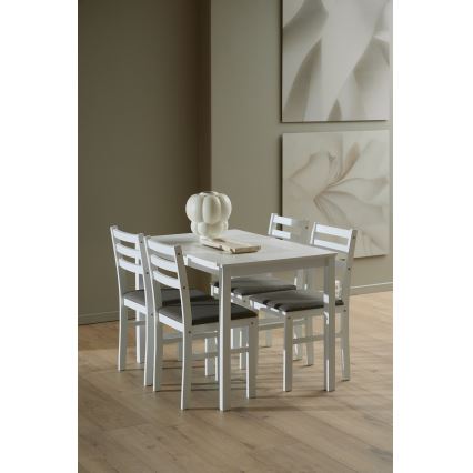 Juego de mesa de comedor con 4 sillas EMILY, color blanco