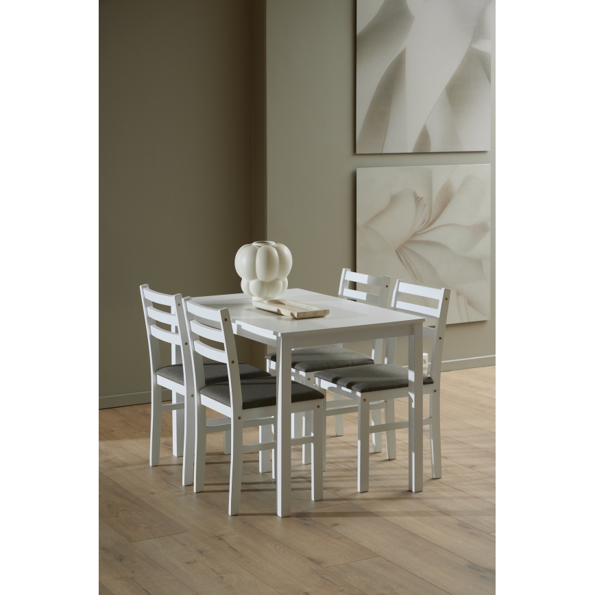 Juego de mesa de comedor con 4 sillas EMILY, color blanco