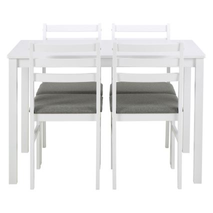 Juego de mesa de comedor con 4 sillas EMILY, color blanco