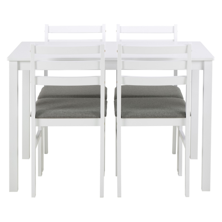 Juego de mesa de comedor con 4 sillas EMILY, color blanco