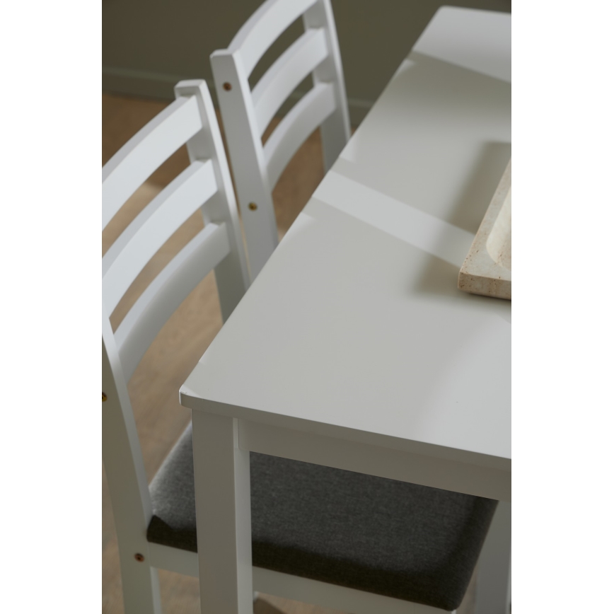 Juego de mesa de comedor con 4 sillas EMILY, color blanco