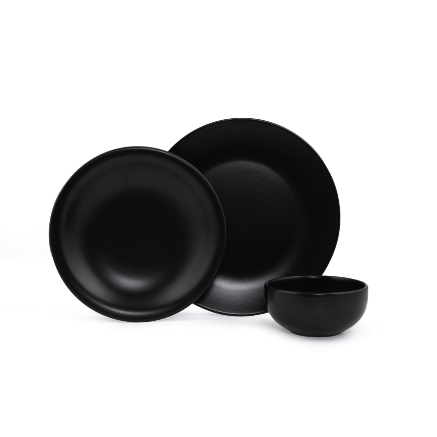 Juego de vajilla 12 piezas negro/gres