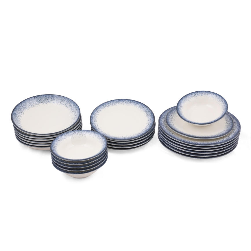 Juego de vajilla 24 piezas blanco/azul/porcelana