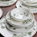 Juego de vajilla 24 piezas blanco/verde/porcelana