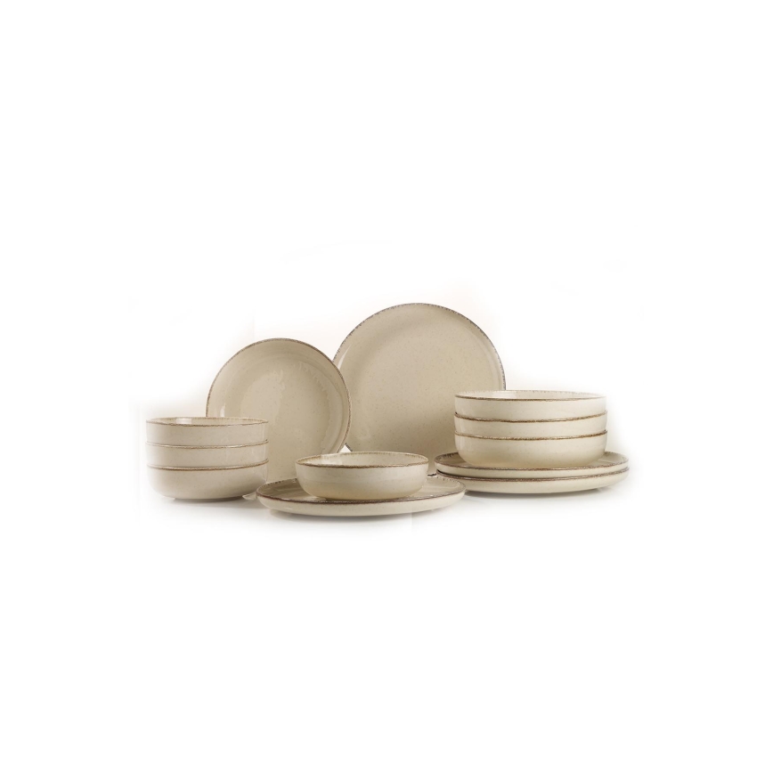 Juego de vajilla de 12 piezas beige/porcelana