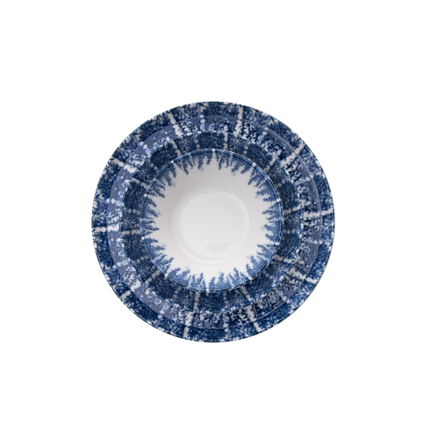Juego de vajilla de 12 piezas blanca/azul/porcelana