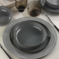 Juego de vajilla de 12 piezas en porcelana gris