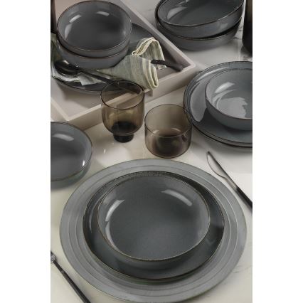 Juego de vajilla de 12 piezas en porcelana gris