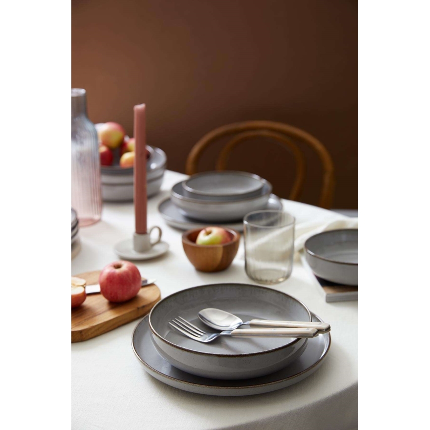 Juego de vajilla de 12 piezas gris/porcelana
