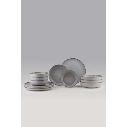 Juego de vajilla de 12 piezas gris/porcelana