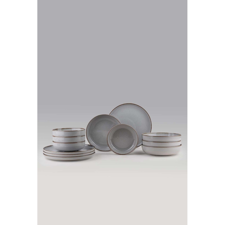Juego de vajilla de 12 piezas gris/porcelana