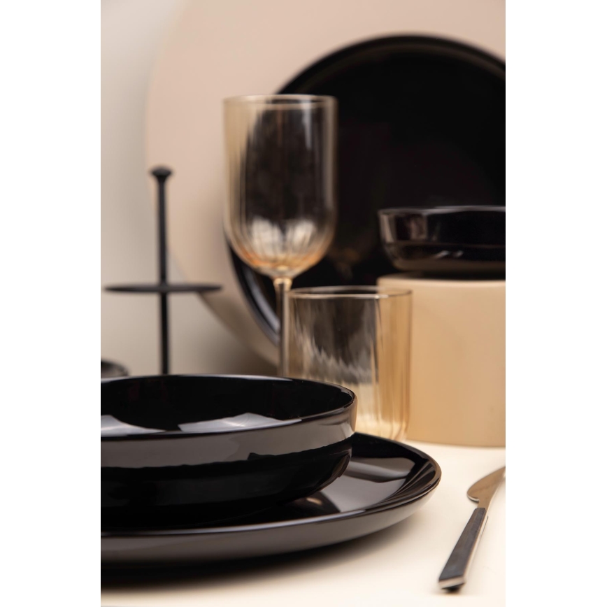 Juego de vajilla de 12 piezas negro/porcelana