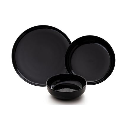 Juego de vajilla de 12 piezas negro/porcelana