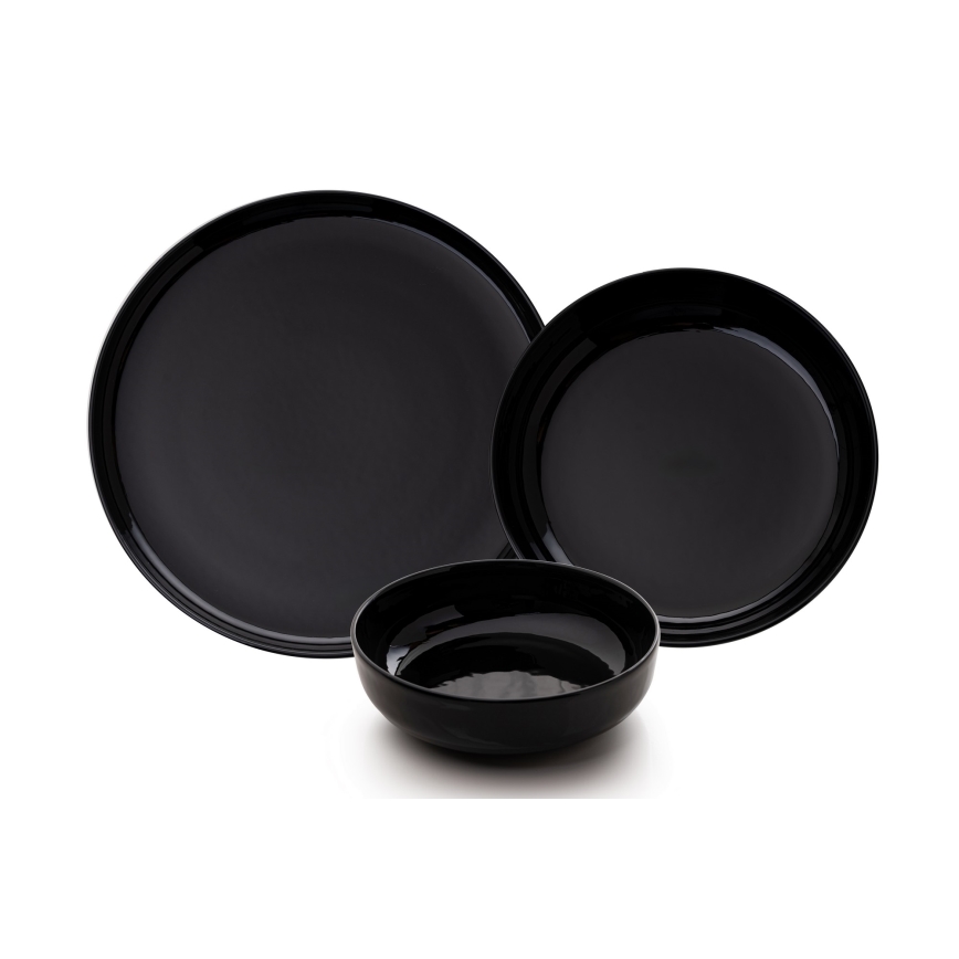 Juego de vajilla de 12 piezas negro/porcelana