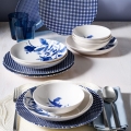 Juego de vajilla de 14 piezas blanco/azul/porcelana