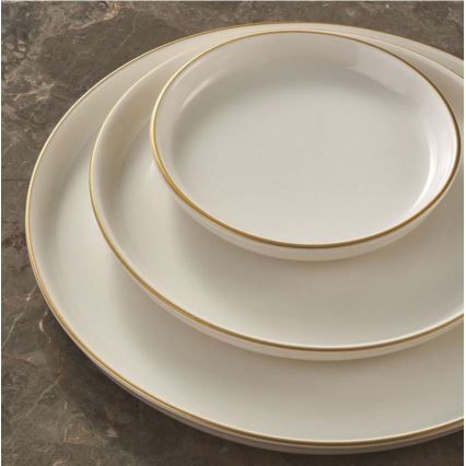 Juego de vajilla de 16 piezas beige/dorado/porcelana