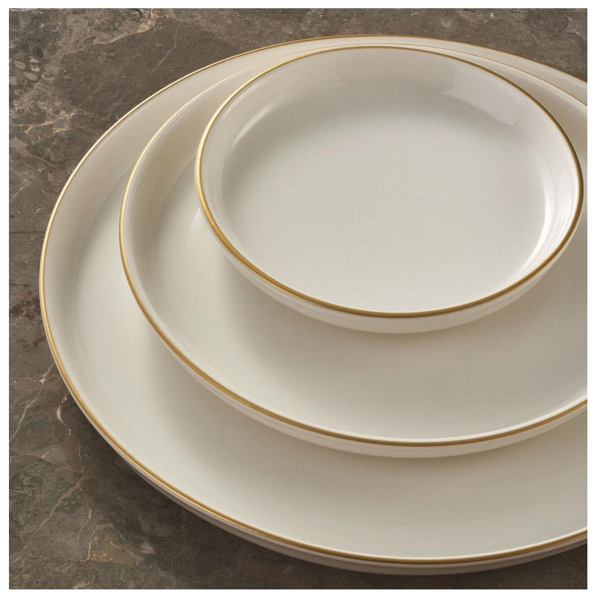 Juego de vajilla de 16 piezas beige/dorado/porcelana