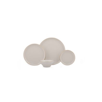 Juego de vajilla de 16 piezas beige/dorado/porcelana