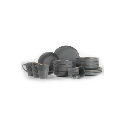 Juego de vajilla de 16 piezas, gris/porcelana