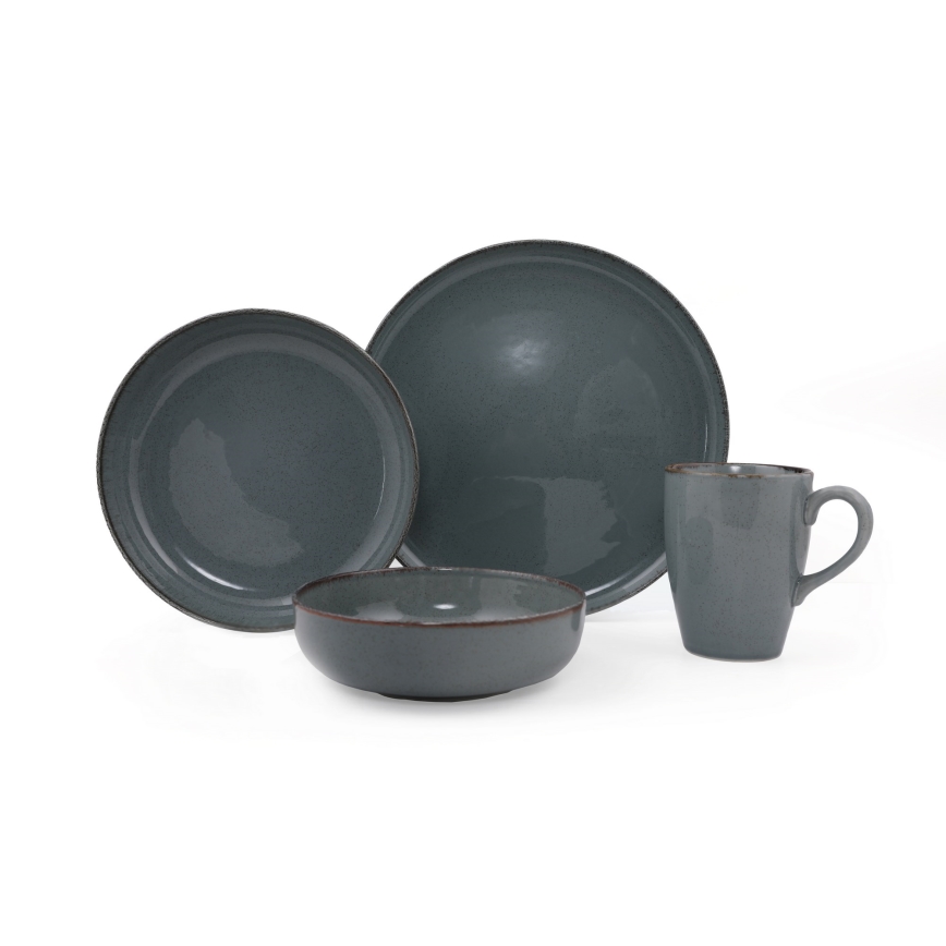 Juego de vajilla de 16 piezas, gris/porcelana
