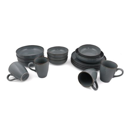 Juego de vajilla de 16 piezas, gris/porcelana