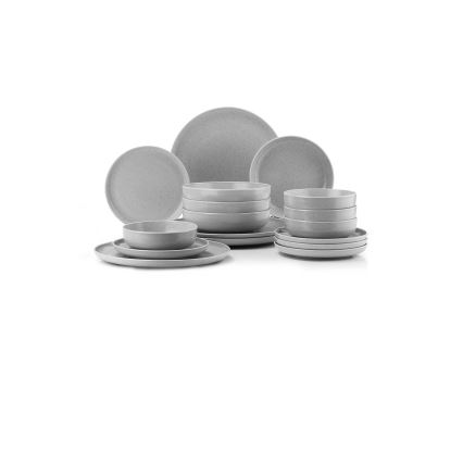 Juego de vajilla de 16 piezas, gris/porcelana