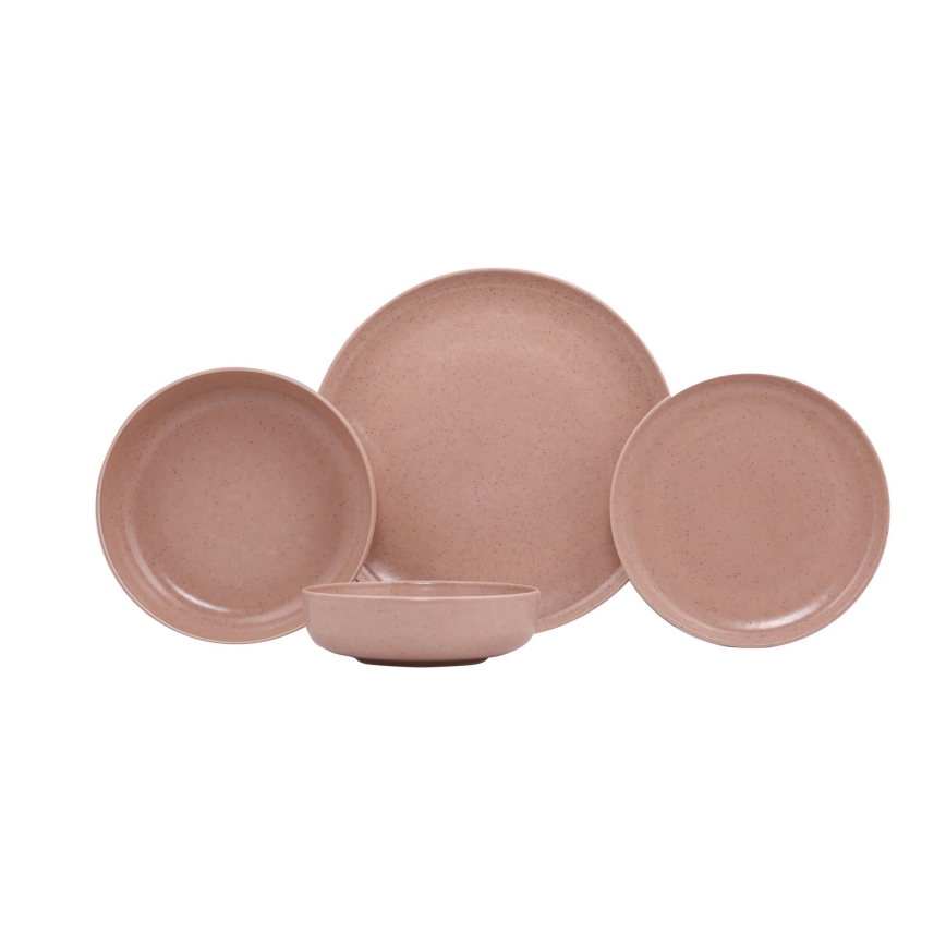 Juego de vajilla de 16 piezas marrón/beige/porcelana