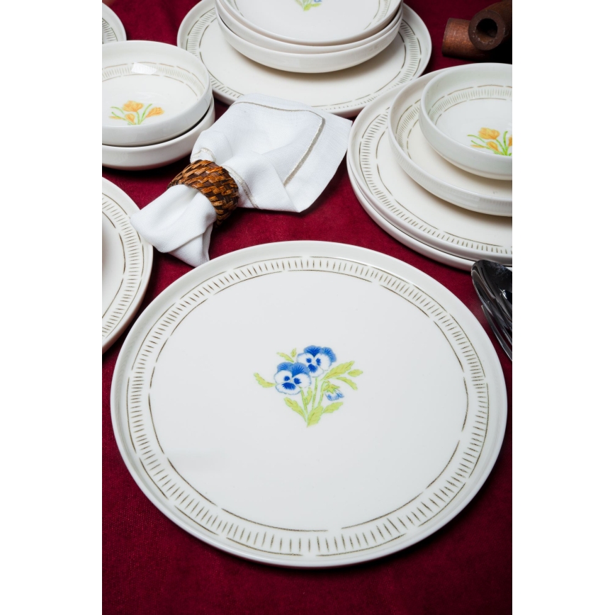 Juego de vajilla de 18 piezas blanca/multicolor/porcelana
