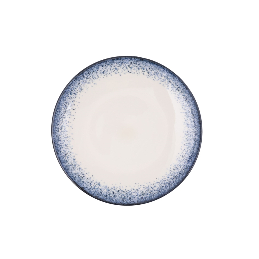 Juego de vajilla de 18 piezas, blanco/azul, porcelana