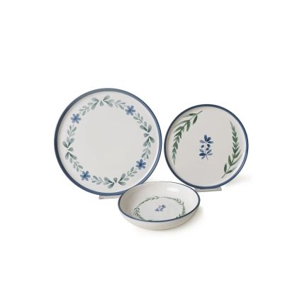 Juego de vajilla de 18 piezas blanco/azul/verde/cerámica