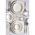 Juego de vajilla de 18 piezas, blanco/plateado, de porcelana