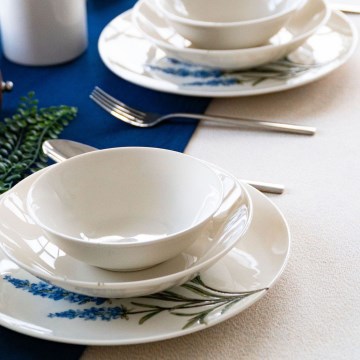 Juego de vajilla de 18 piezas de porcelana — blanco/azul/verde
