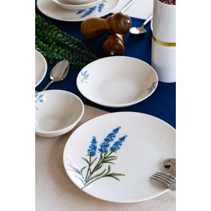 Juego de vajilla de 18 piezas de porcelana — blanco/azul/verde