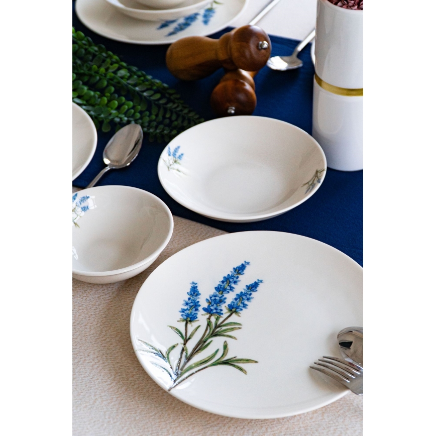Juego de vajilla de 18 piezas de porcelana — blanco/azul/verde